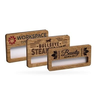 Branded Promotional REUSABLE WOOD FACED WINDOW BADGE PRINTED Badge From Concept Incentives.