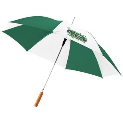 LISA 23 AUTO OPEN UMBRELLA with Wood Handle in Green-white Solid