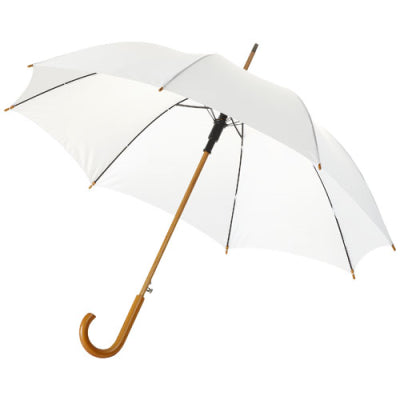 KYLE 23 AUTO OPEN UMBRELLA WOOD SHAFT AND HANDLE in White Solid