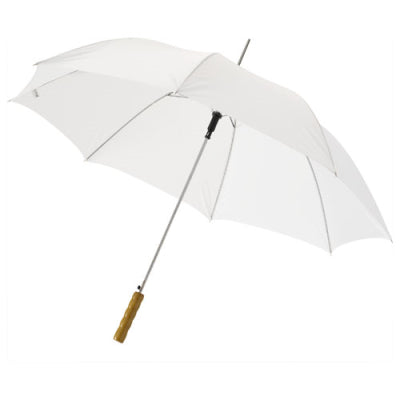 LISA 23 AUTO OPEN UMBRELLA with Wood Handle in White Solid
