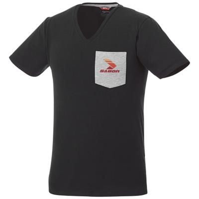GULLY SHORT SLEEVE MENS POCKET T-SHIRT in Black Solid-sport Grey