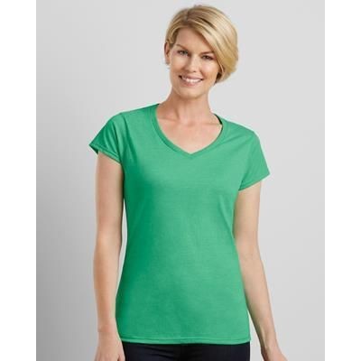 GILDAN LADIES SOFT STYLE V NECK TEE SHIRT