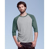 ANVIL ADULT TRI-BLEND 3 QUARTER SLEEVE RAGLAN TEE SHIRT