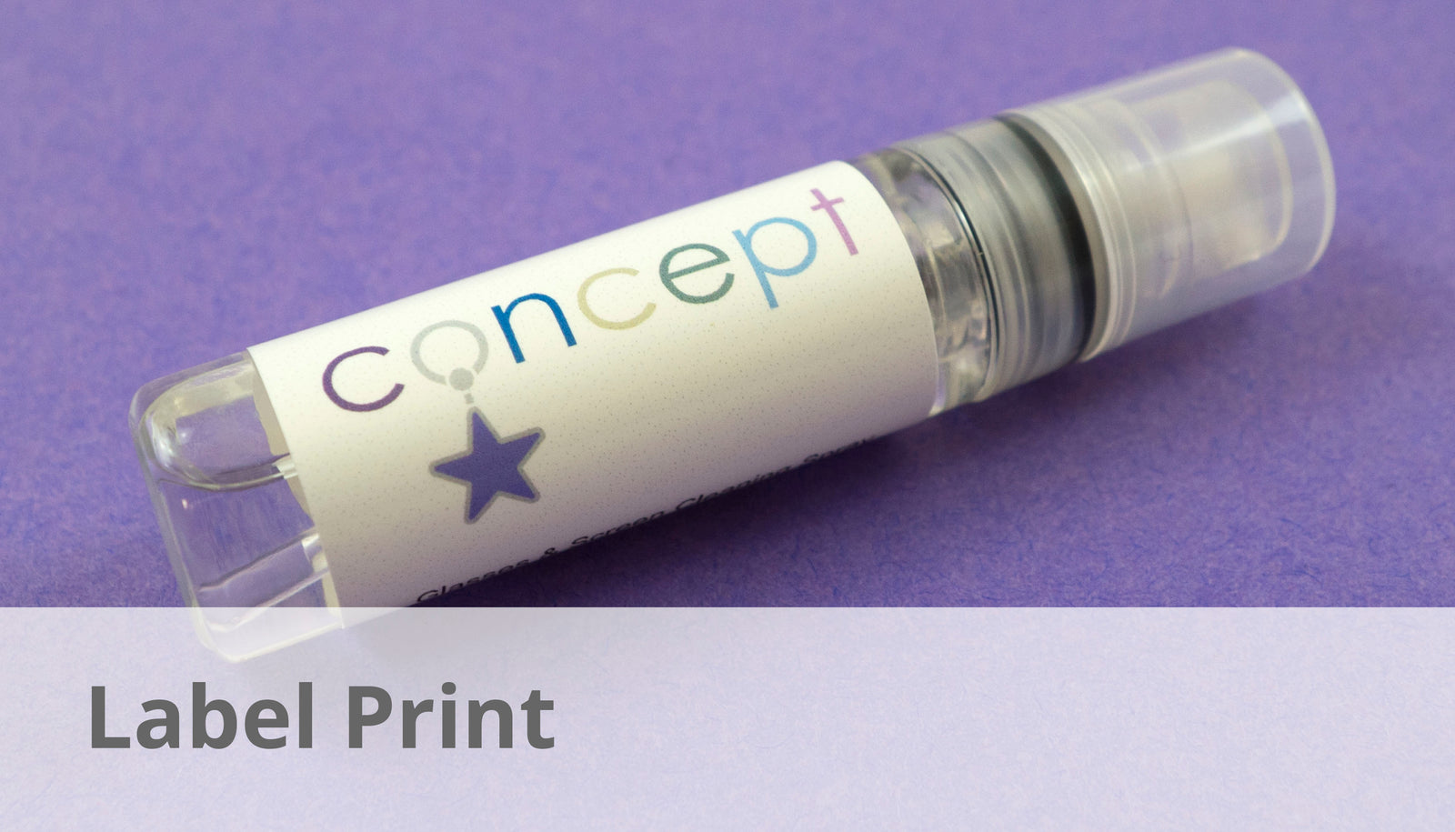 a small spray bottle of promotional screen cleaner, branded with a colour printed label