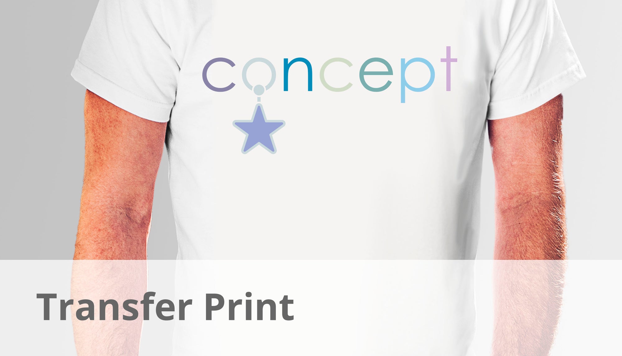 A transfer printed promotional t shirt with a company logo