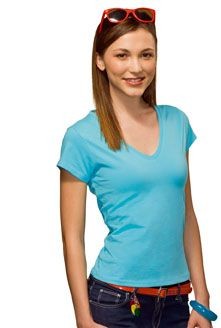 HANES BEAUTY LADIES V NECK TEE SHIRT