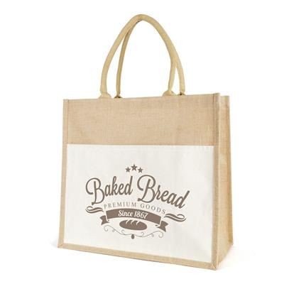 branded promotional shopping bag with a printed company logo on the front