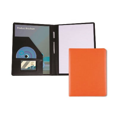 Branded Promotional BELLUNO A4 PU CONFERENCE FOLDER in Orange Conference Folder From Concept Incentives.