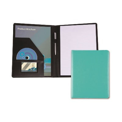 Branded Promotional BELLUNO A4 PU CONFERENCE FOLDER in Cyan Conference Folder From Concept Incentives.