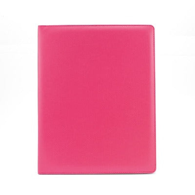 Branded Promotional A4 EXTRA WIDE RING BINDER in Belluno in Bright Pink PU Leather from Concept Incentives
