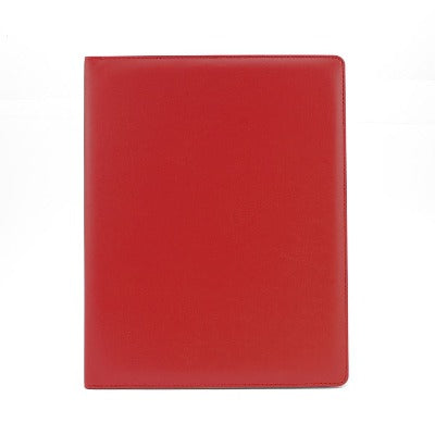 Branded Promotional A4 EXTRA WIDE RING BINDER in Belluno in Red PU Leather from Concept Incentives