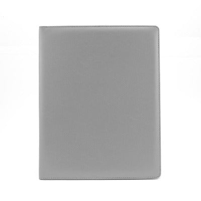 Branded Promotional A4 EXTRA WIDE RING BINDER in Belluno in Light Grey PU Leather from Concept Incentives