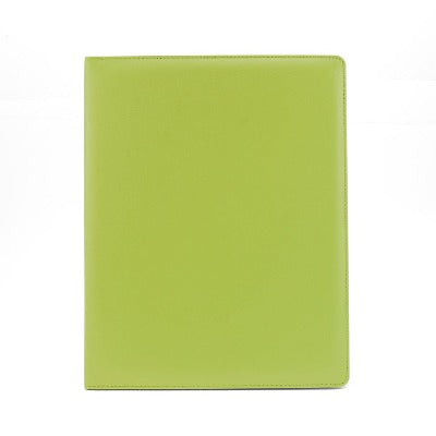 Branded Promotional A4 EXTRA WIDE RING BINDER in Belluno in Lime Green PU Leather from Concept Incentives