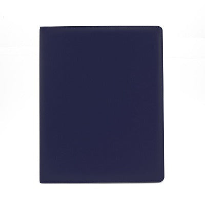 Branded Promotional A4 EXTRA WIDE RING BINDER in Belluno in Navy Blue PU Leather from Concept Incentives