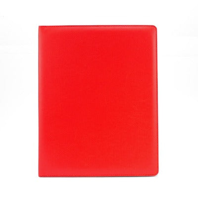 Branded Promotional A4 EXTRA WIDE RING BINDER in Belluno in Bright Red PU Leather from Concept Incentives