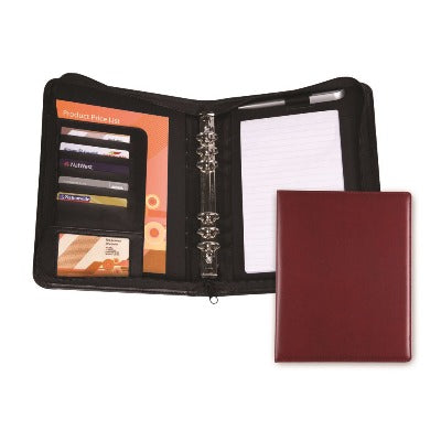 Branded Promotional BELLUNO PU A5 ZIP RING BINDER ORGANIZER in Black Conference Folder from Concept Incentives