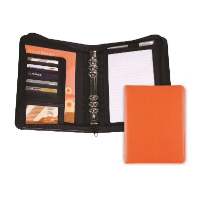 Branded Promotional A5 PU ZIP ORGANIZER in Orange Conference Folder from Concept Incentives