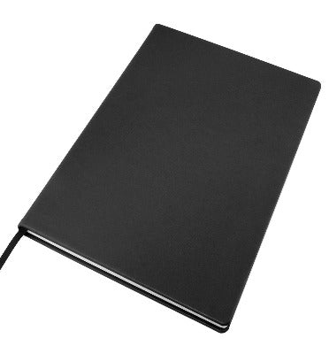 Branded Promotional A4 LEATHER CASEBOUND POCKET NOTE BOOK in Black Jotter From Concept Incentives.
