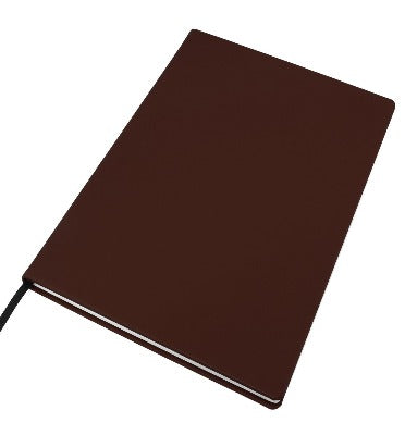 Branded Promotional A4 LEATHER CASEBOUND POCKET NOTE BOOK in Brown Jotter From Concept Incentives.