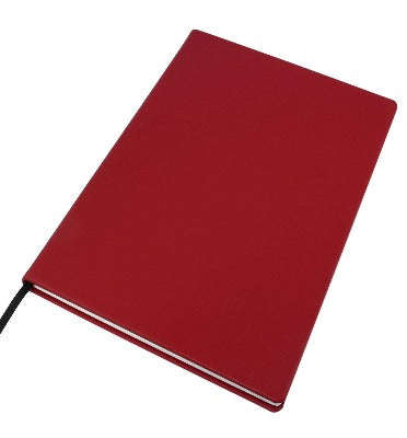 Branded Promotional A4 LEATHER CASEBOUND POCKET NOTE BOOK in Dark Red Jotter From Concept Incentives.