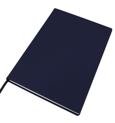 Branded Promotional A4 LEATHER CASEBOUND POCKET NOTE BOOK in Navy Blue Jotter From Concept Incentives.