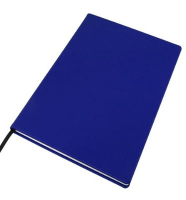 Branded Promotional A4 LEATHER CASEBOUND POCKET NOTE BOOK in Reflex Blue Jotter From Concept Incentives.