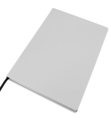 Branded Promotional A4 LEATHER CASEBOUND POCKET NOTE BOOK in White Jotter From Concept Incentives.
