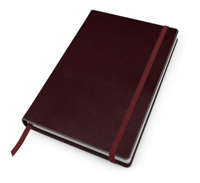 Branded Promotional A5 CASEBOUND NOTE BOOK in Hampton Finecell Leather in Burgundy from Concept Incentives