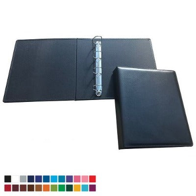 Branded Promotional A4 EXTRA WIDE RING BINDER in Belluno PU Leather from Concept Incentives