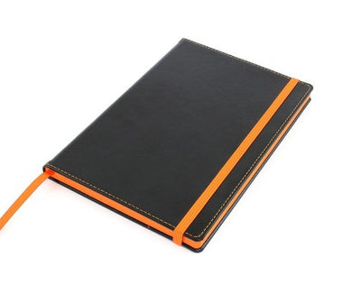 Branded Promotional TRIM A5 NOTE BOOK with Contrast Colour in Orange Jotter From Concept Incentives.