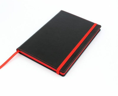 Branded Promotional TRIM A5 NOTE BOOK with Contrast Colour in Red Jotter From Concept Incentives.