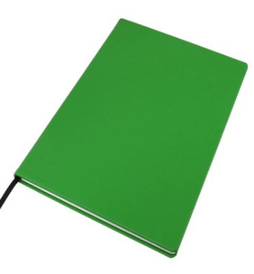 Branded Promotional A4 LEATHER CASEBOUND POCKET NOTE BOOK in Green Jotter From Concept Incentives.