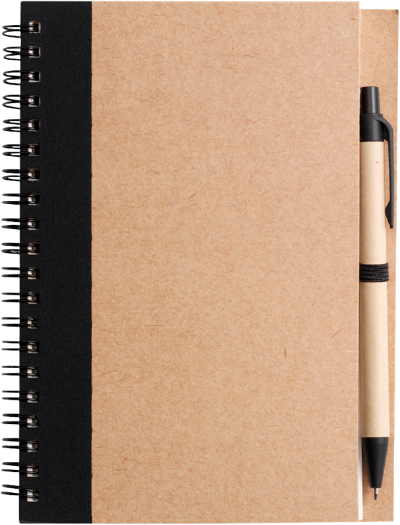 Branded Promotional RECYCLED NOTE BOOK & PEN in Natural & Black Note Pad From Concept Incentives.