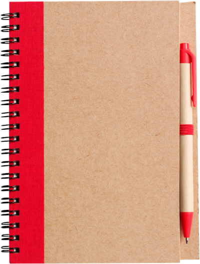 Branded Promotional RECYCLED NOTE BOOK & PEN in Natural & Red Note Pad From Concept Incentives.