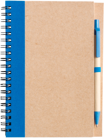 Branded Promotional RECYCLED NOTE BOOK & PEN in Natural & Royal Blue Note Pad From Concept Incentives.