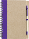 Branded Promotional RECYCLED NOTE BOOK & PEN in Natural & Purple Note Pad From Concept Incentives.