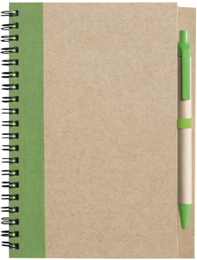 Branded Promotional RECYCLED NOTE BOOK & PEN in Natural & Black Note Pad From Concept Incentives.
