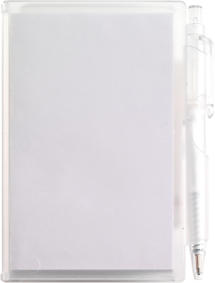 Branded Promotional NOTE PAD BOOK & PEN in Translucent White Jotter From Concept Incentives.