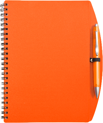Branded Promotional A5 SPIRAL WIRO BOUND NOTE BOOK & BALL PEN in Orange Note Pad From Concept Incentives.