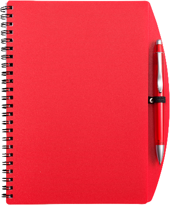 Branded Promotional A5 SPIRAL WIRO BOUND NOTE BOOK & BALL PEN in Red Note Pad From Concept Incentives.