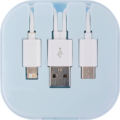 Branded Promotional USB CHARGER CABLE SET in White Cable From Concept Incentives.