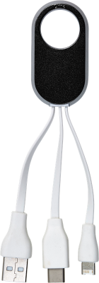 Branded Promotional CHARGER CABLE SET with Three Plugs Cable in Black From Concept Incentives.