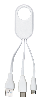 Branded Promotional CHARGER CABLE SET with Three Plugs Cable in White From Concept Incentives.