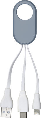 Branded Promotional CHARGER CABLE SET with Three Plugs Cable in Grey From Concept Incentives.