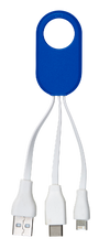Branded Promotional CHARGER CABLE SET with Three Plugs Cable in Blue From Concept Incentives.
