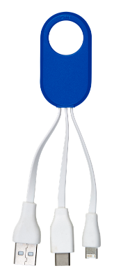 Branded Promotional CHARGER CABLE SET with Three Plugs Cable in Blue From Concept Incentives.