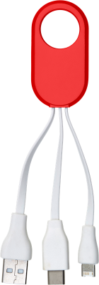 Branded Promotional CHARGER CABLE SET with Three Plugs Cable in Red From Concept Incentives.