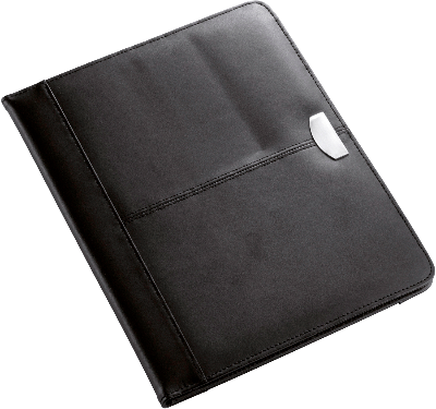 Branded Promotional A4 CONFERENCE FOLDER in Black Leather Conference Folder From Concept Incentives.