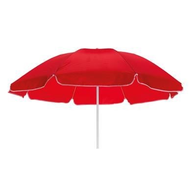 Branded Promotional SUNFLOWER BEACH UMBRELLA in Red Other Colours Available Parasol Umbrella From Concept Incentives.