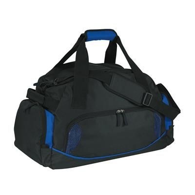 Branded Promotional DOME SPORTS BAG in Black & Blue Bag From Concept Incentives.